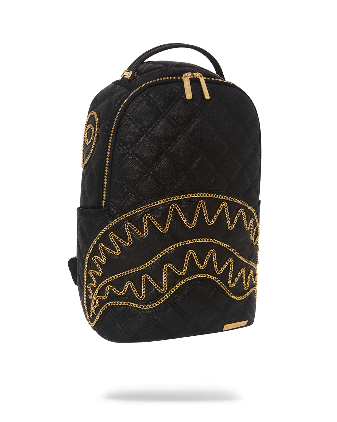SPRAYGROUND NOIR QUILT GOLD CHAIN SHARK BACKPACK (DLXV)