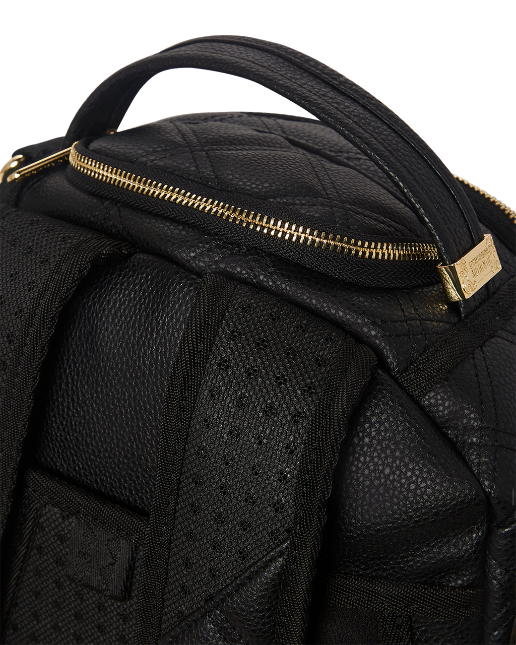 SPRAYGROUND NOIR QUILT GOLD CHAIN SHARK BACKPACK (DLXV)
