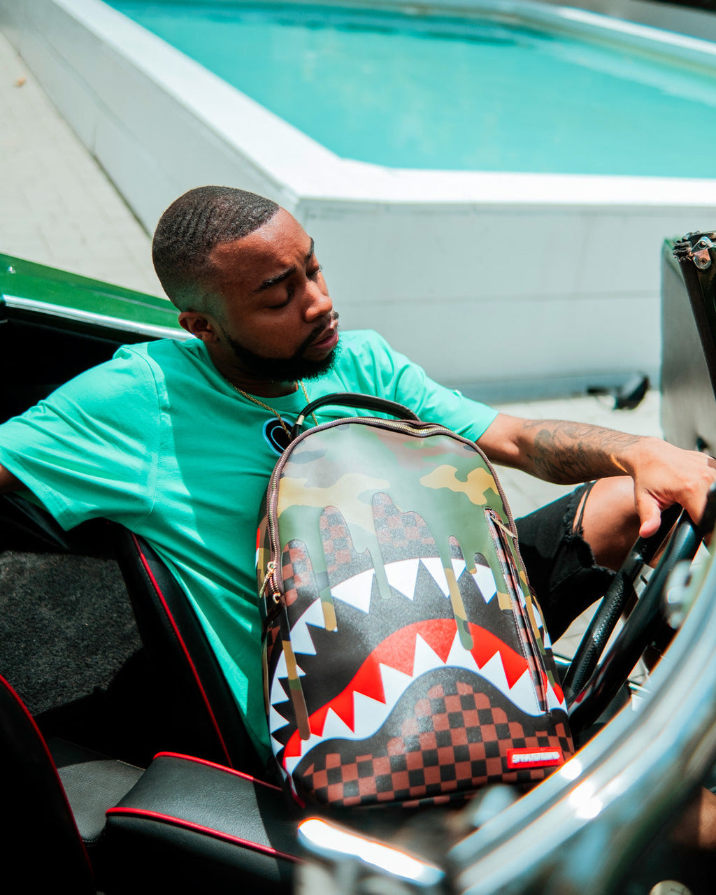 SPRAYGROUND CAMO DRIP SHARKS IN PARIS BACKPACK (DLXV)