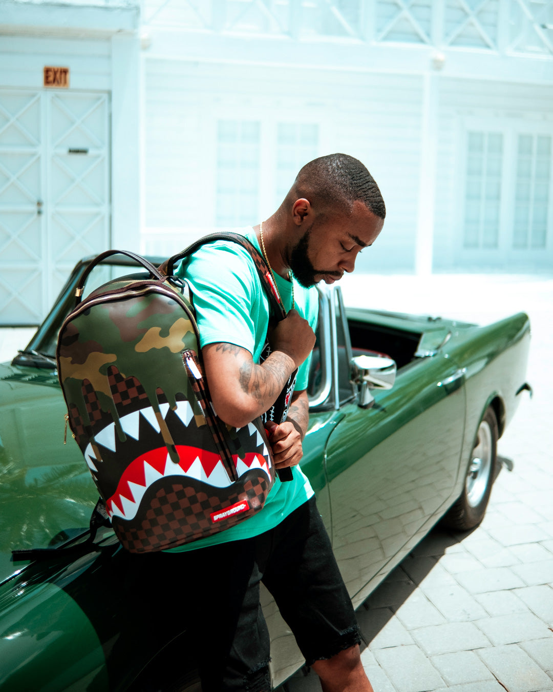 SPRAYGROUND CAMO DRIP SHARKS IN PARIS BACKPACK (DLXV)