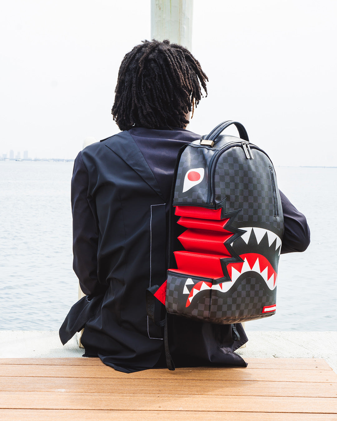 SPRAYGROUND SHARK BITE SHARKS IN PARIS GRAY BACKPACK (DLXV)