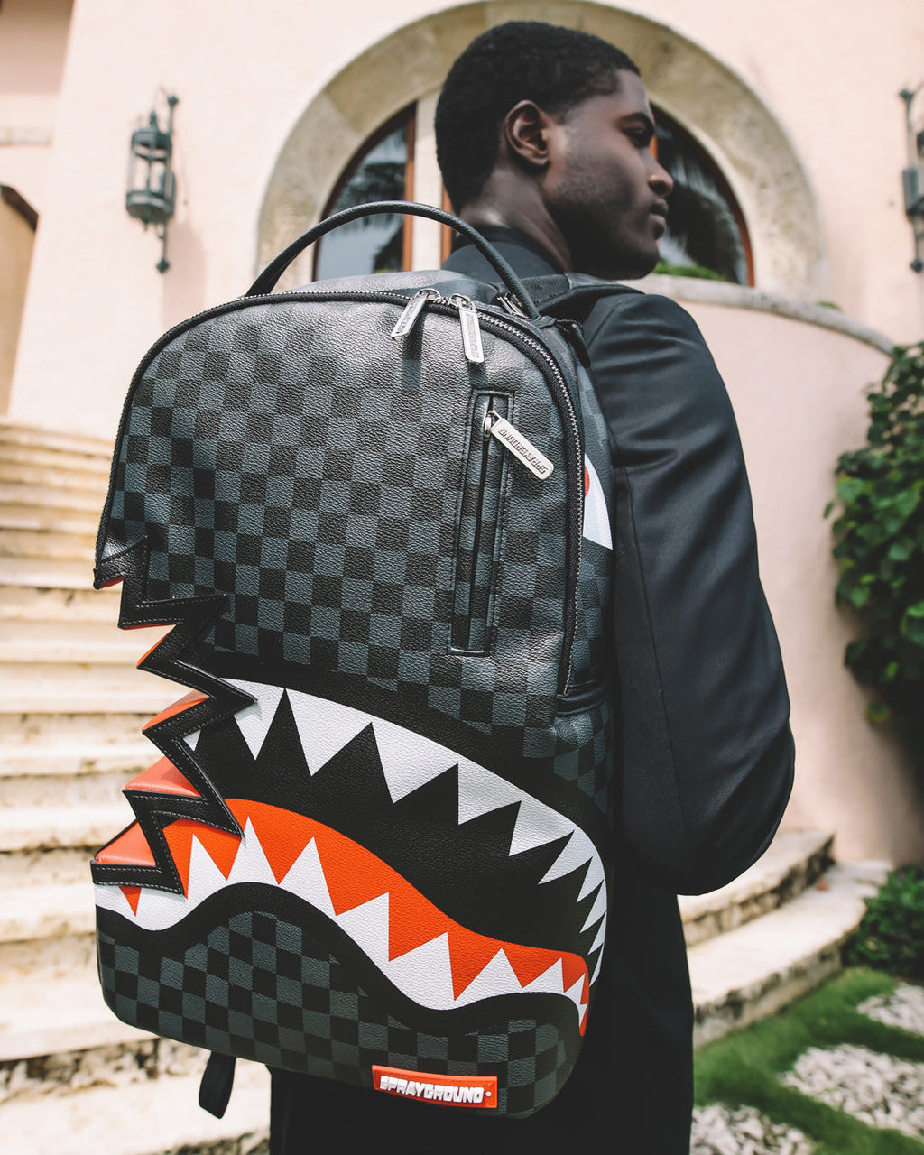 SPRAYGROUND SHARK BITE SHARKS IN PARIS GRAY BACKPACK (DLXV)