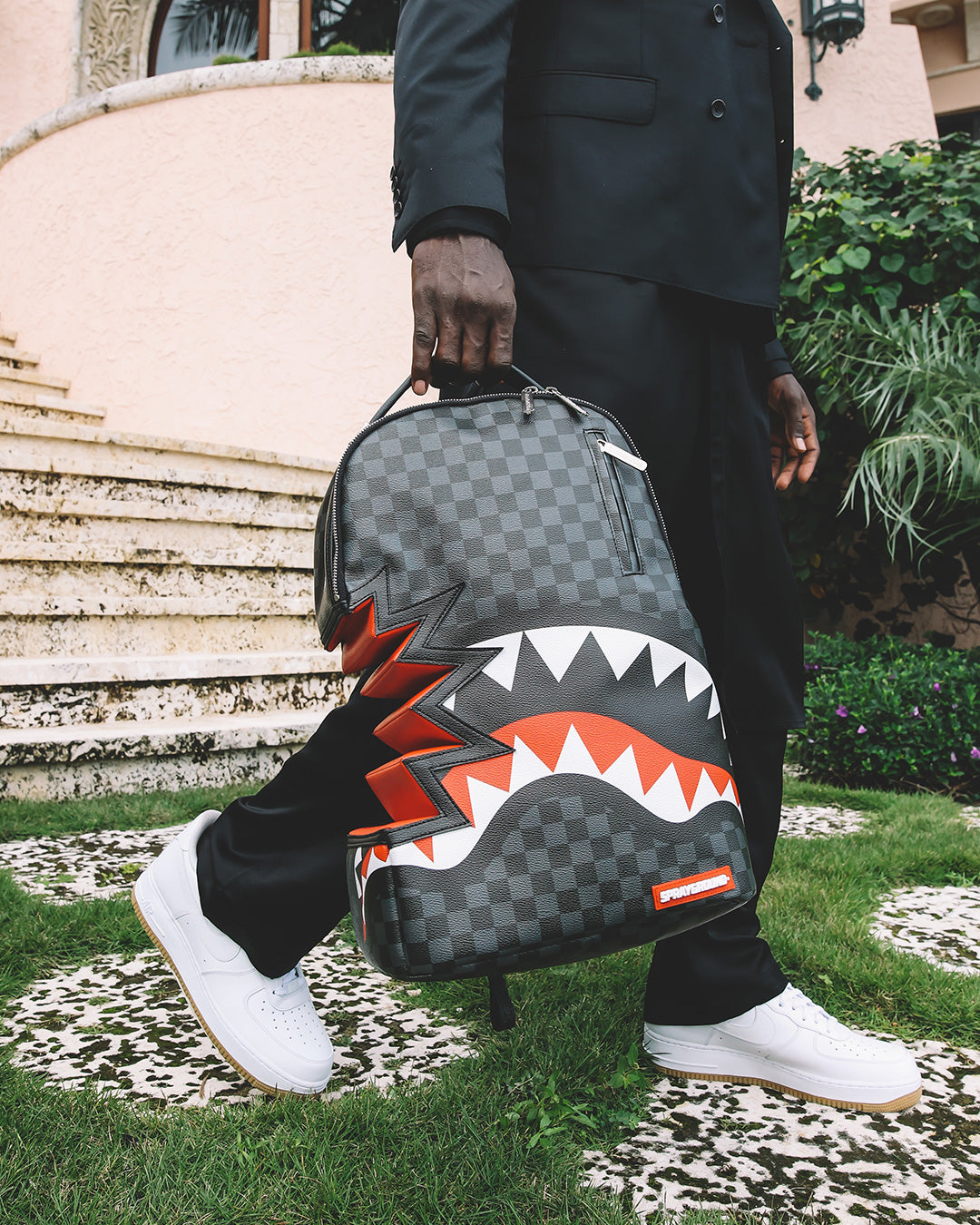 SPRAYGROUND SHARK BITE SHARKS IN PARIS GRAY BACKPACK (DLXV)