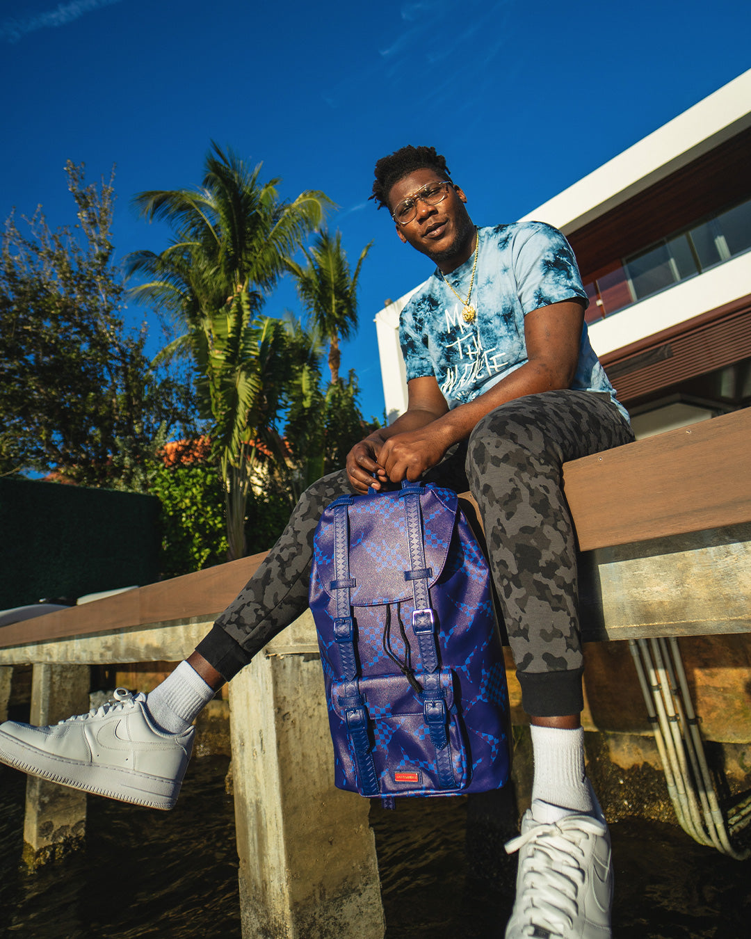 SPRAYGROUND SHARK CHECK (BLUE) HILLS BACKPACK