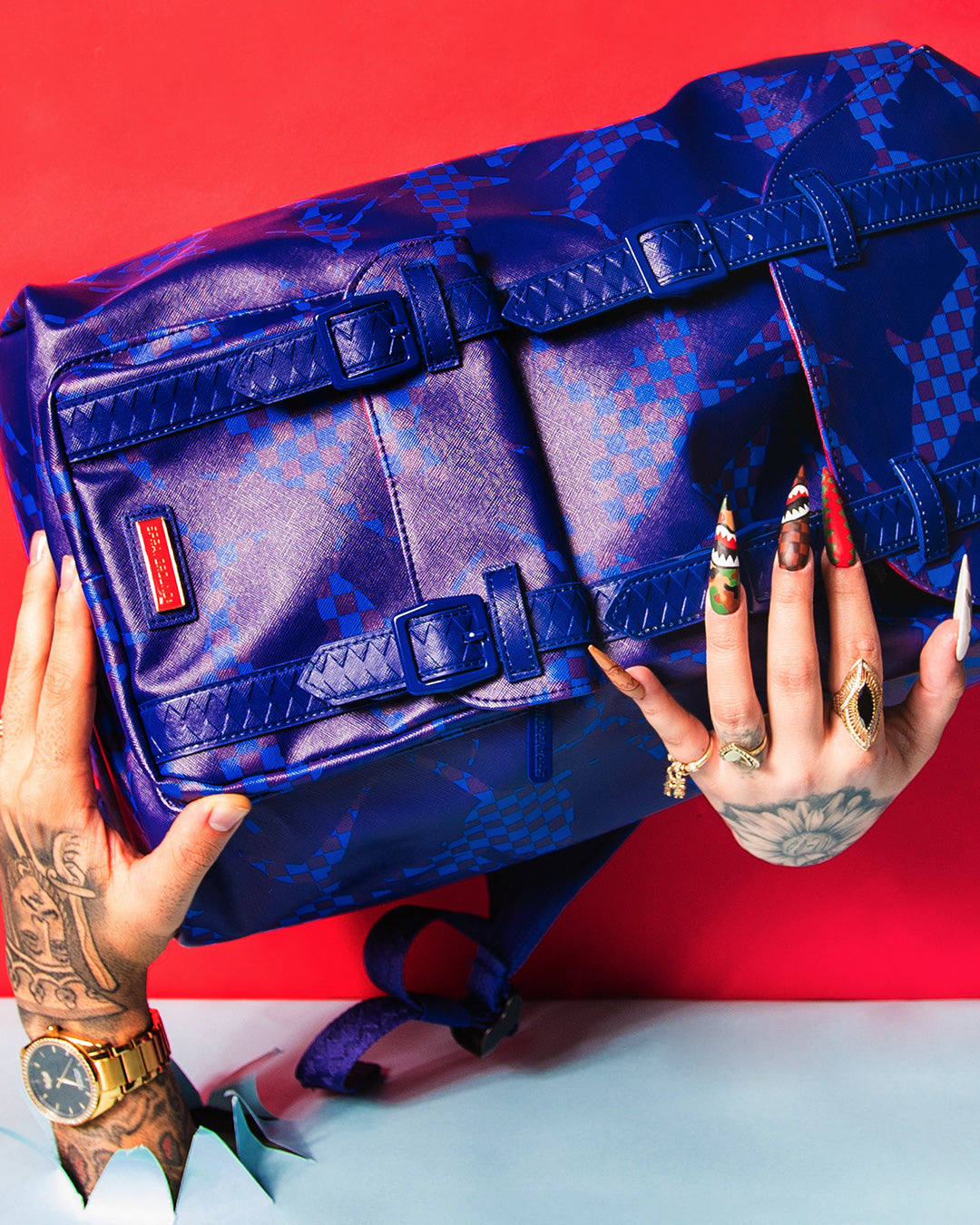 SPRAYGROUND SHARK CHECK (BLUE) HILLS BACKPACK