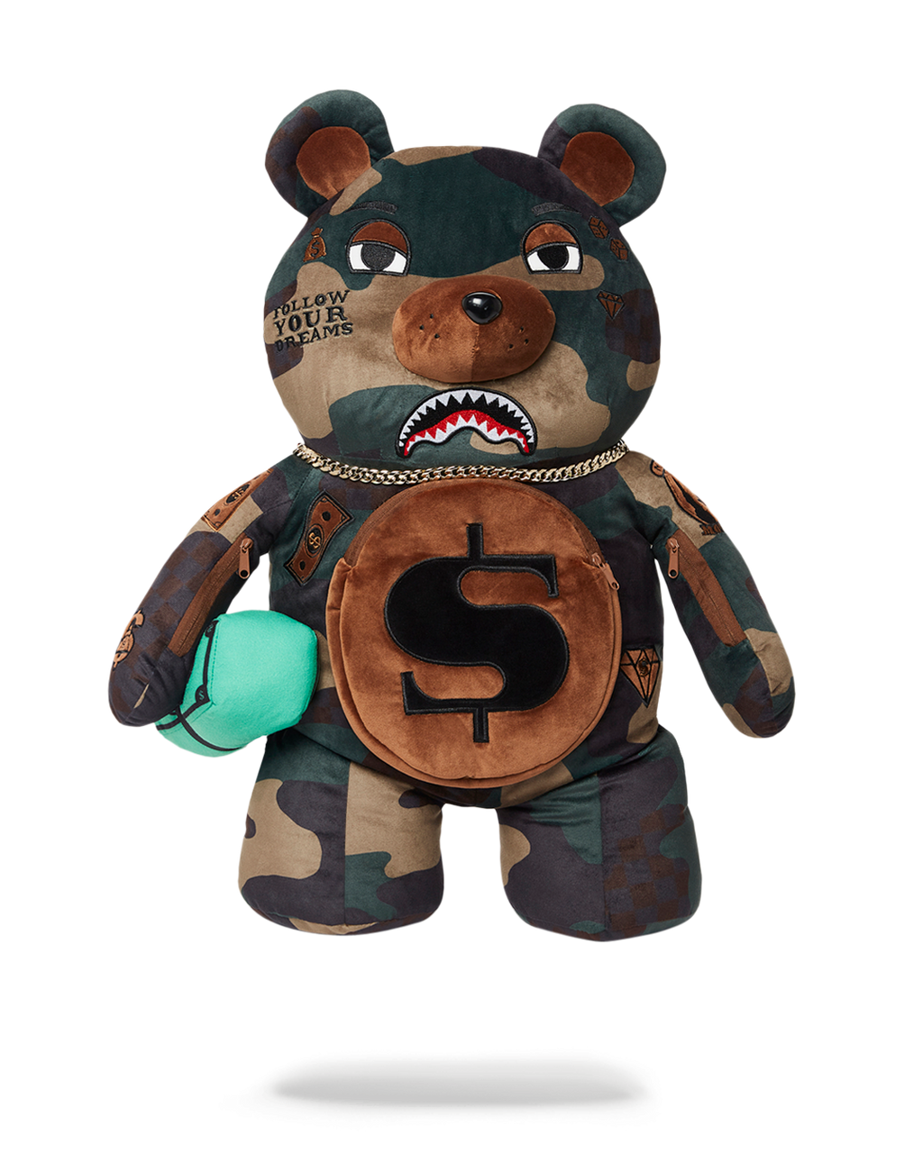 SPRAYGROUND CAMOCHECK MONEYBEAR TEDDYBEAR BACKPACK