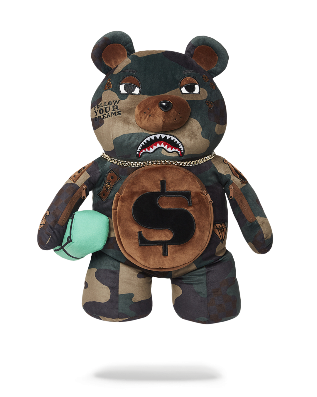 SPRAYGROUND CAMOCHECK MONEYBEAR TEDDYBEAR BACKPACK