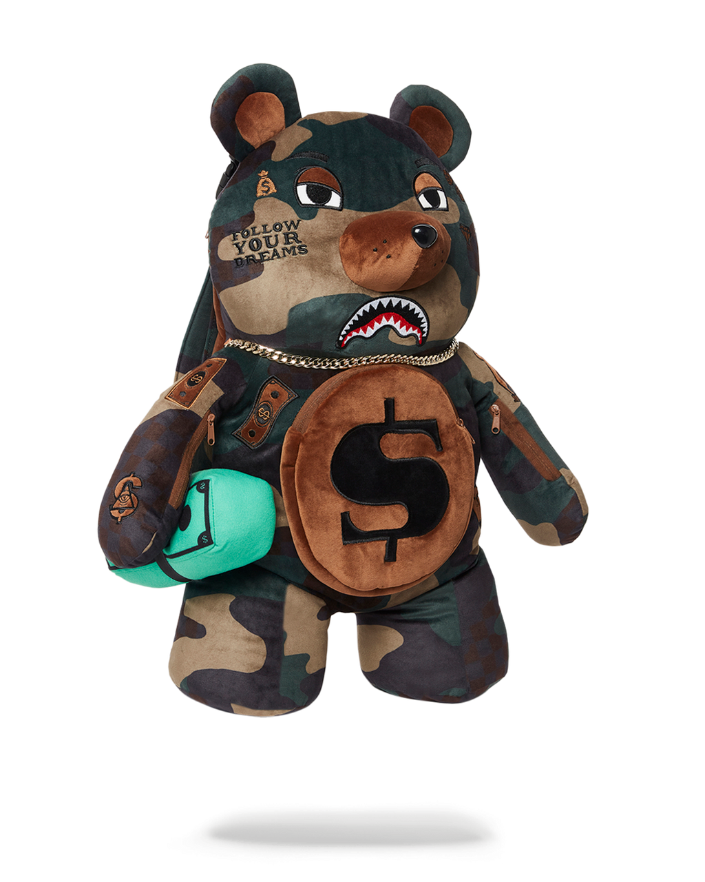 SPRAYGROUND CAMOCHECK MONEYBEAR TEDDYBEAR BACKPACK