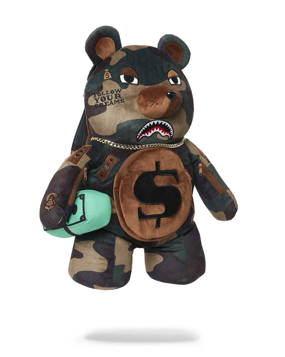 SPRAYGROUND CAMOCHECK MONEYBEAR TEDDYBEAR BACKPACK