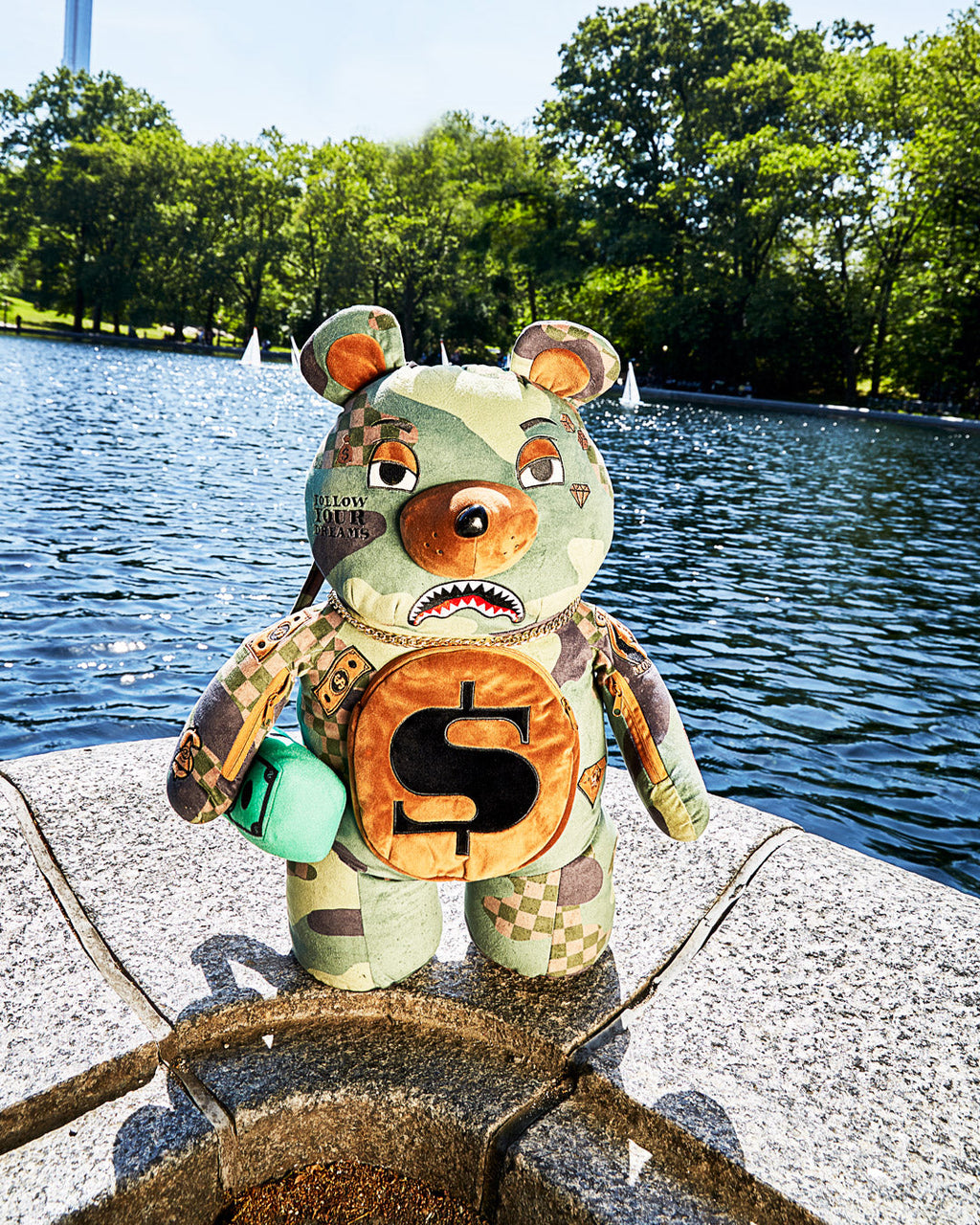 SPRAYGROUND CAMOCHECK MONEYBEAR TEDDYBEAR BACKPACK