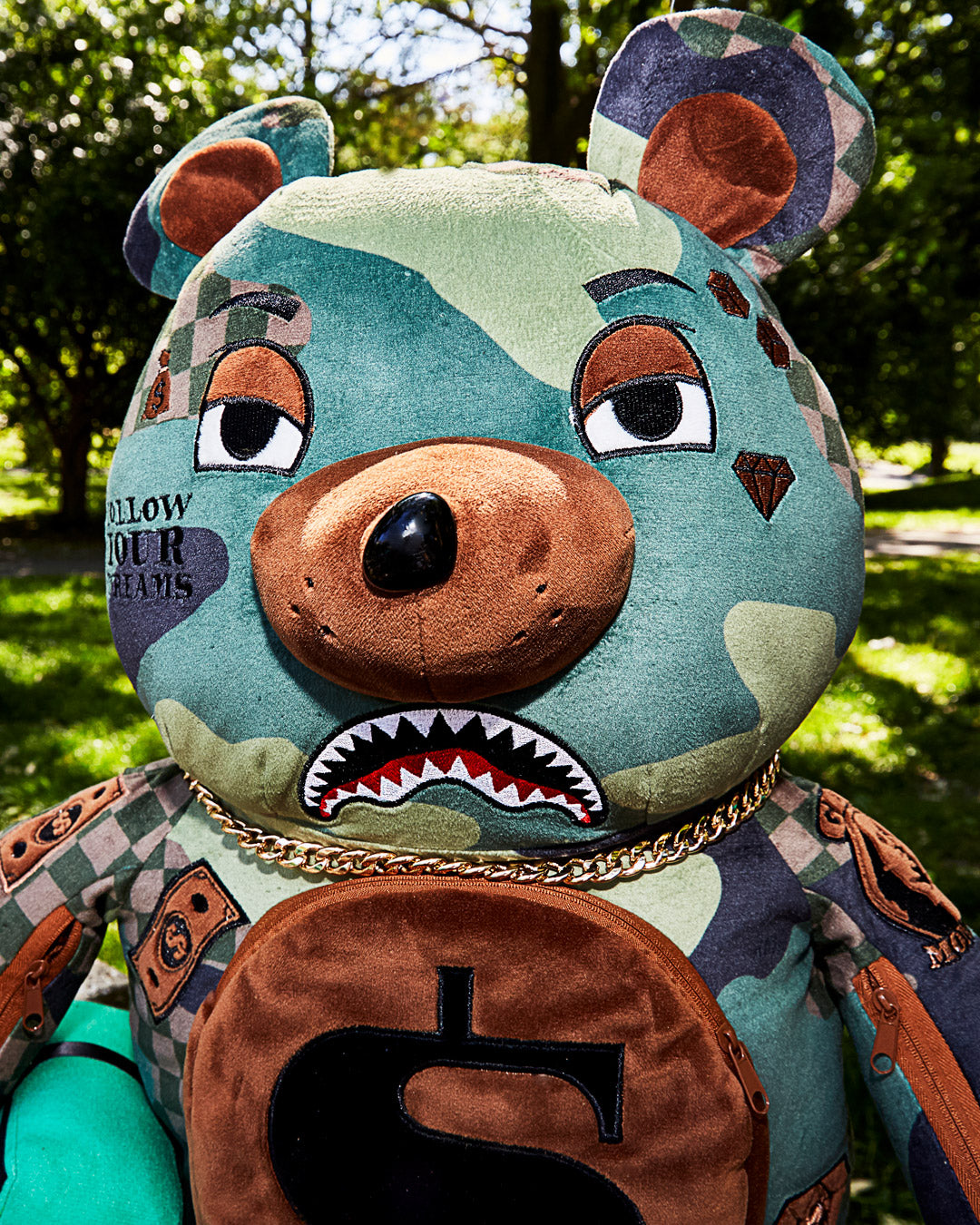 SPRAYGROUND CAMOCHECK MONEYBEAR TEDDYBEAR BACKPACK
