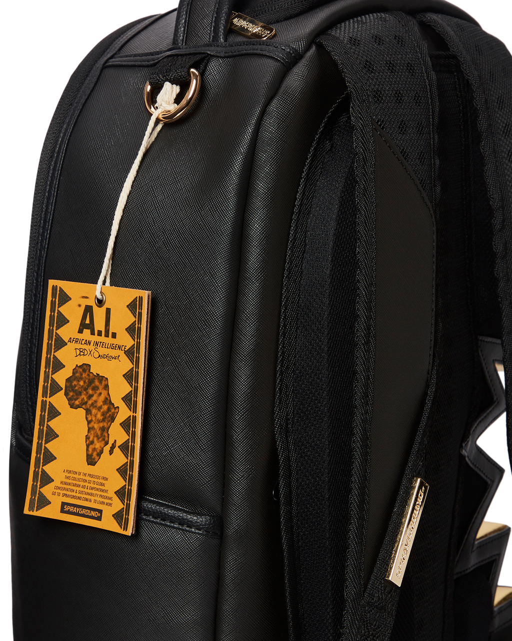 SPRAYGROUND A.i.3 SHARK BITE BLACK GOLD BACKPACK (DLXV)
