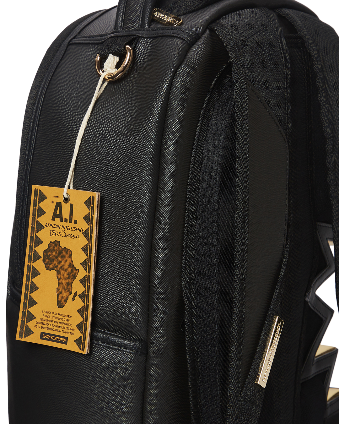 SPRAYGROUND A.i.3 SHARK BITE BLACK GOLD BACKPACK (DLXV)