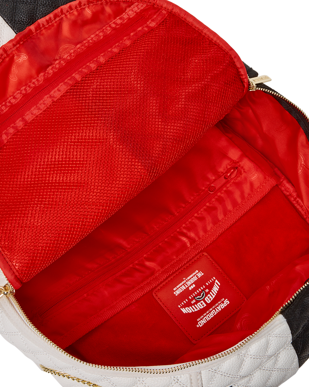 SPRAYGROUND LEVELED UP SPLIT QUILT SHARK BACKPACK (DLXV)
