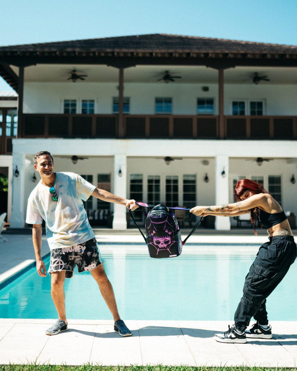SPRAYGROUND CAZZU IRIDESCENT CUT & SEW SPIDER SKULL SHARK BACKPACK (DLXV)
