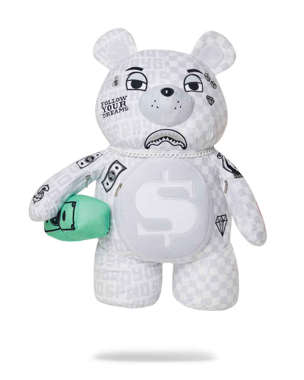 SPRAYGROUND SPLIT THE CHECK (PEARL) MONEYBEAR TEDDYBEAR BACKPACK