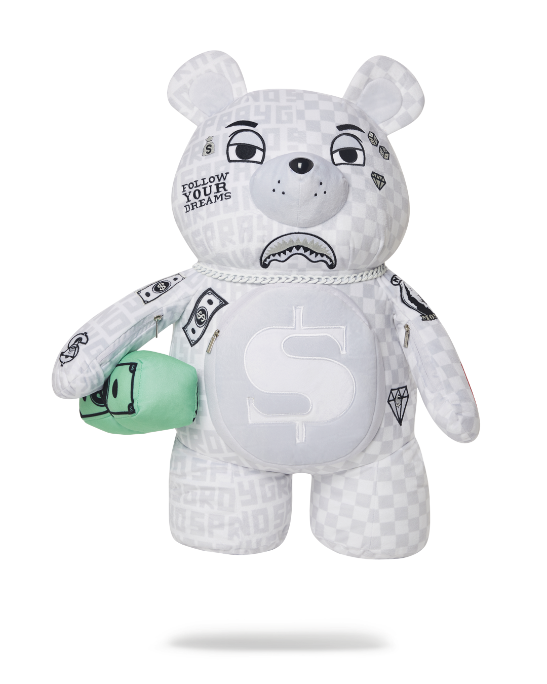 SPRAYGROUND SPLIT THE CHECK (PEARL) MONEYBEAR TEDDYBEAR BACKPACK