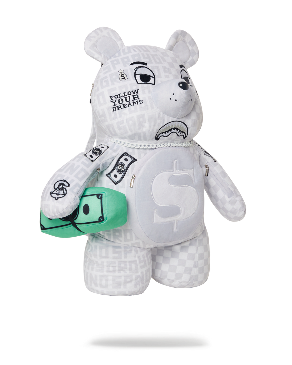 SPRAYGROUND SPLIT THE CHECK (PEARL) MONEYBEAR TEDDYBEAR BACKPACK
