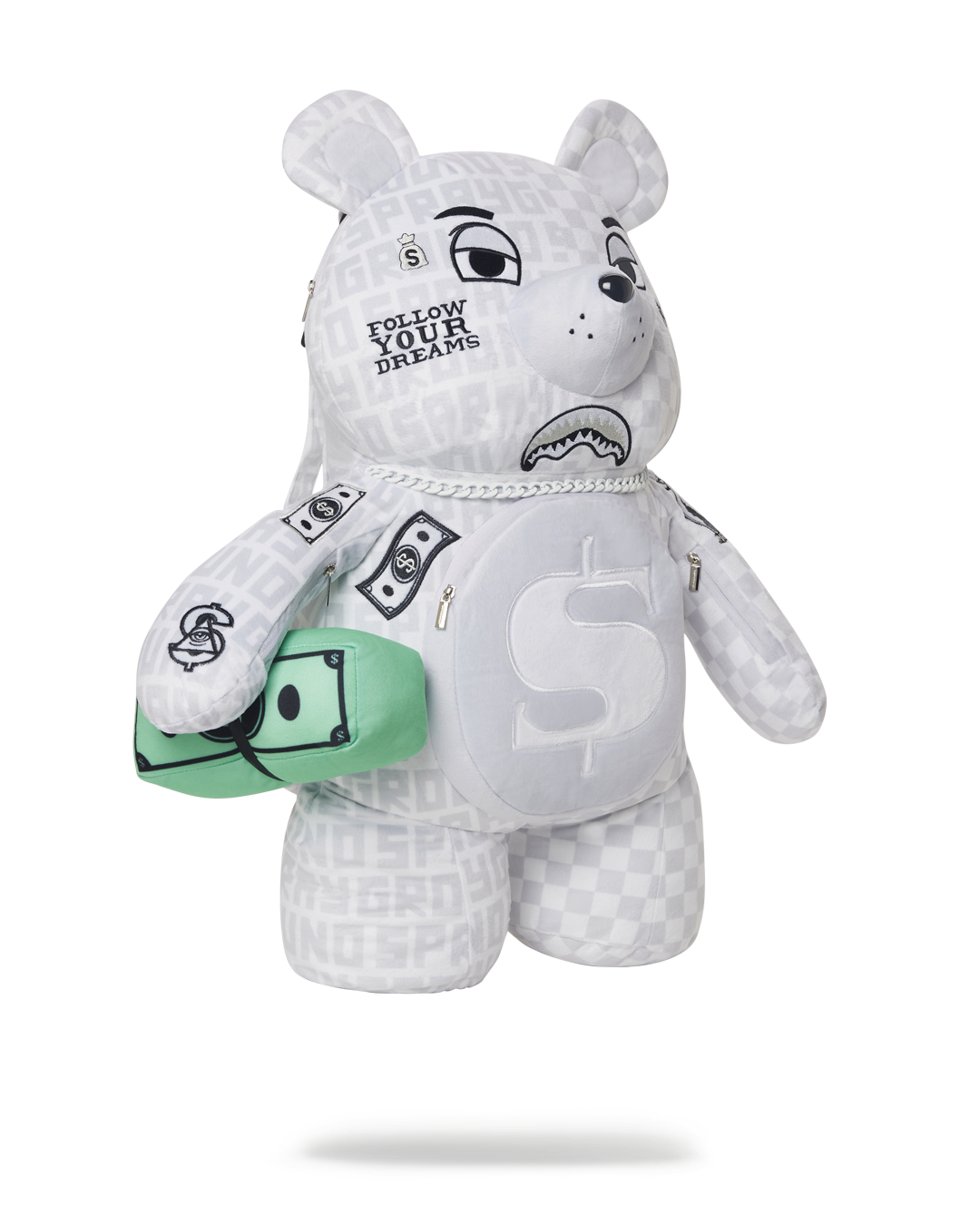 SPRAYGROUND SPLIT THE CHECK (PEARL) MONEYBEAR TEDDYBEAR BACKPACK