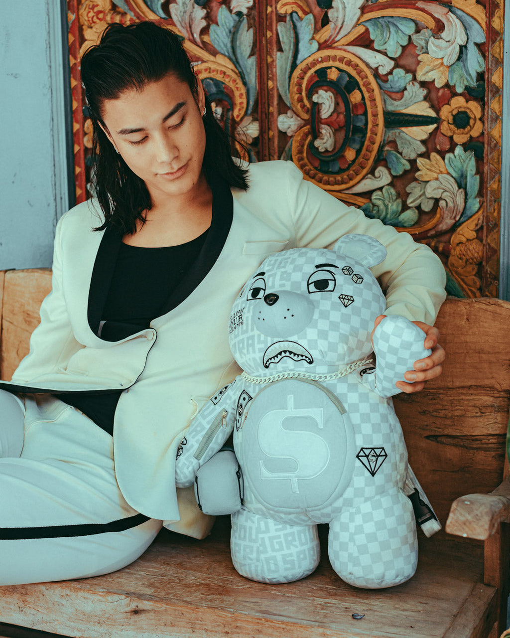 SPRAYGROUND SPLIT THE CHECK (PEARL) MONEYBEAR TEDDYBEAR BACKPACK