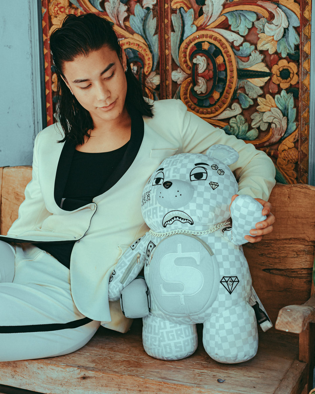 SPRAYGROUND SPLIT THE CHECK (PEARL) MONEYBEAR TEDDYBEAR BACKPACK