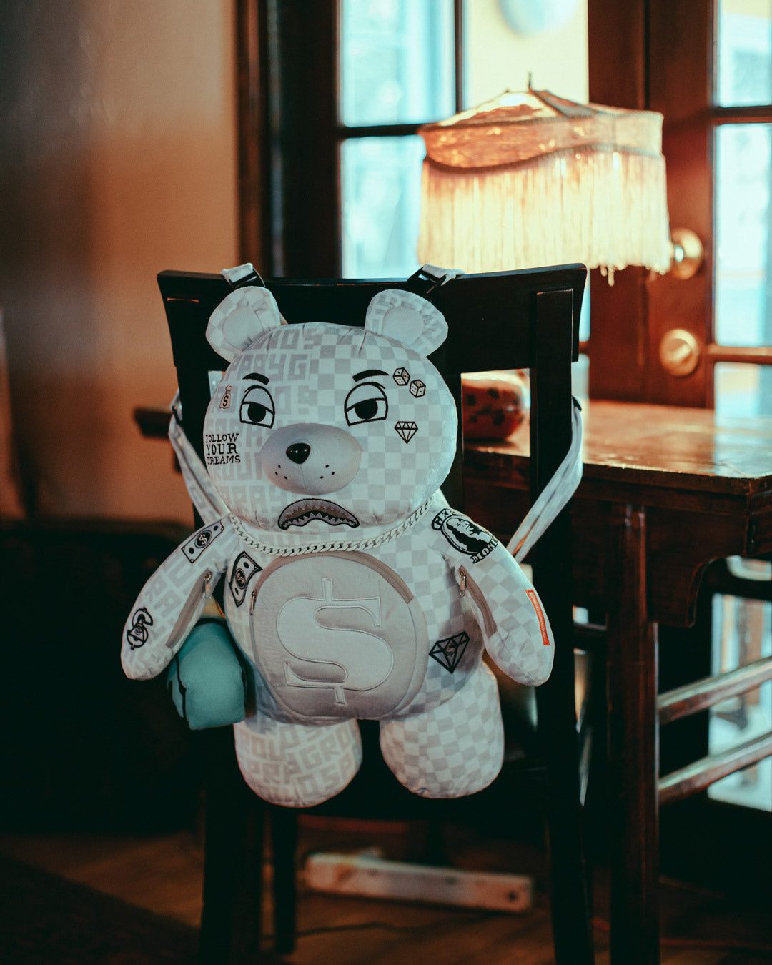 SPRAYGROUND SPLIT THE CHECK (PEARL) MONEYBEAR TEDDYBEAR BACKPACK