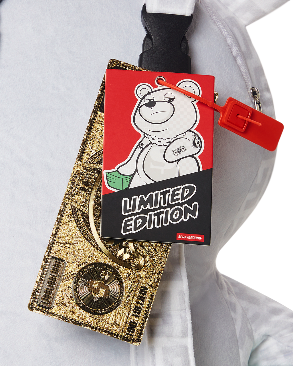 SPRAYGROUND SPLIT THE CHECK (PEARL) MONEYBEAR TEDDYBEAR BACKPACK