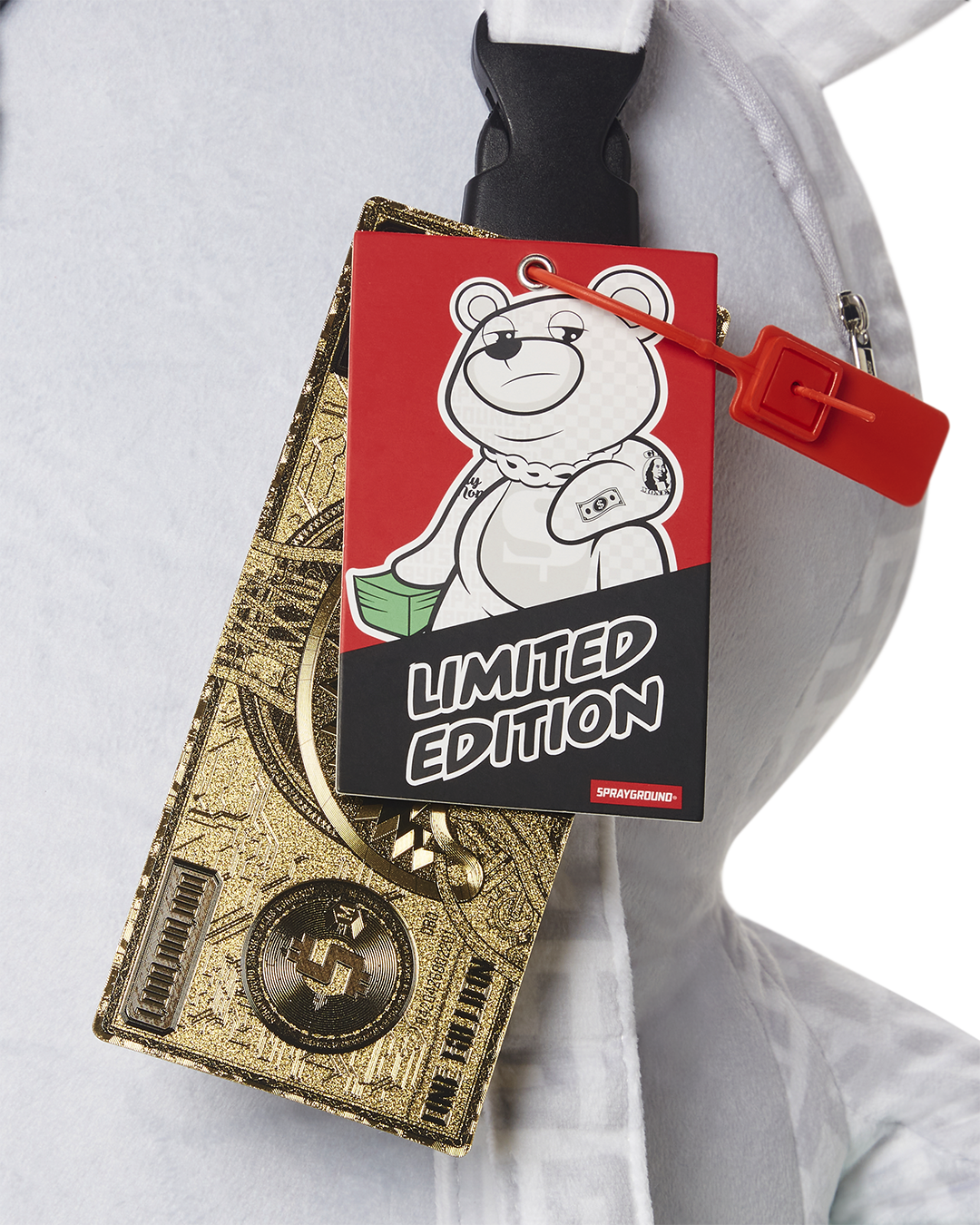 SPRAYGROUND SPLIT THE CHECK (PEARL) MONEYBEAR TEDDYBEAR BACKPACK