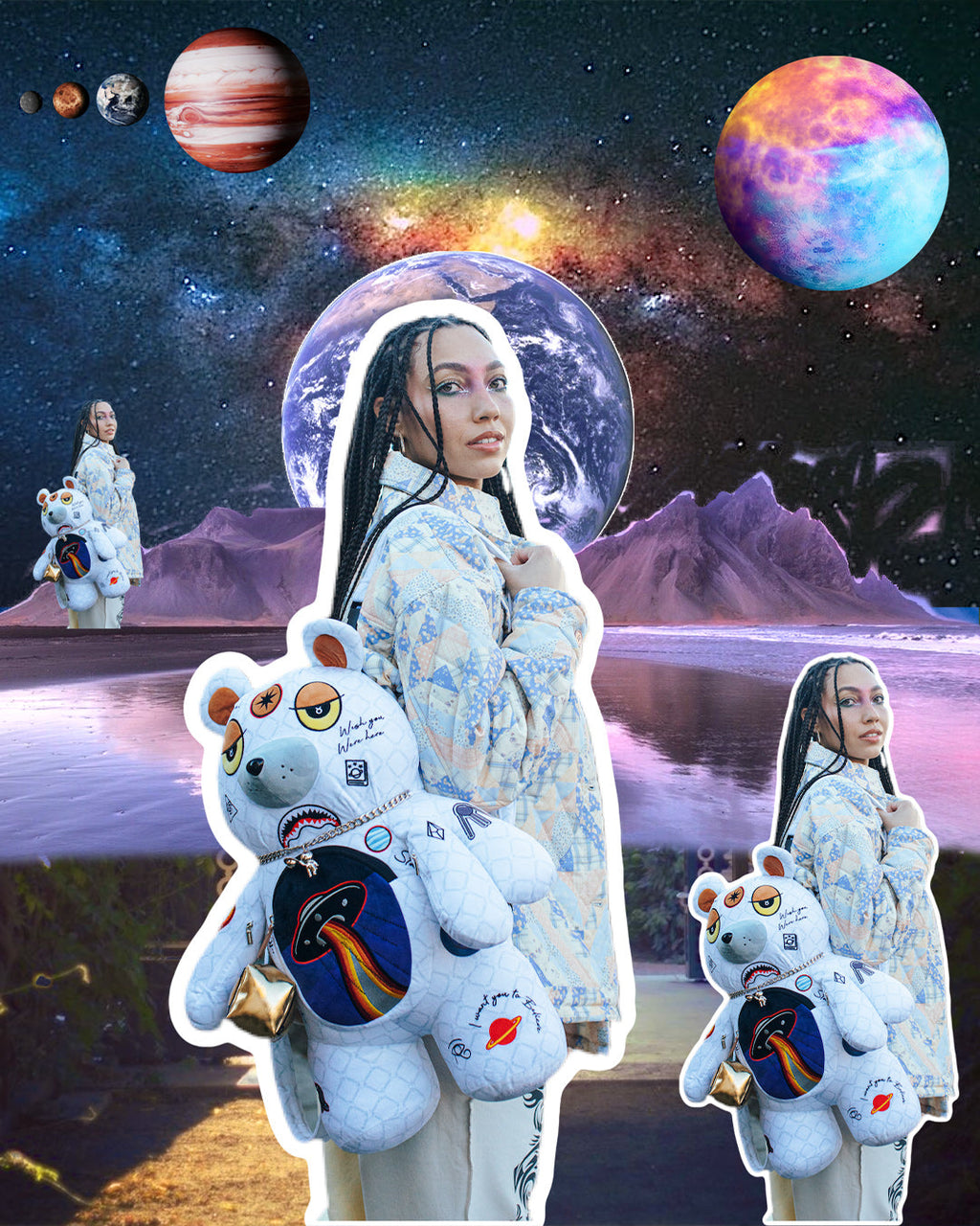 SPRAYGROUND UFO SPACED OUT MONEYBEAR TEDDYBEAR BACKPACK