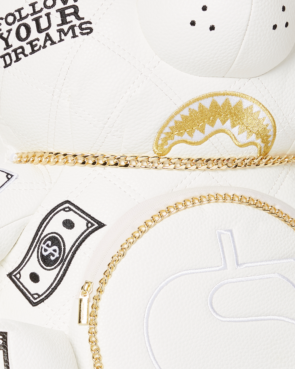 SPRAYGROUND RIVIERA LE BLANC GOLD CHAIN MONEYBEAR TEDDYBEAR BACKPACK