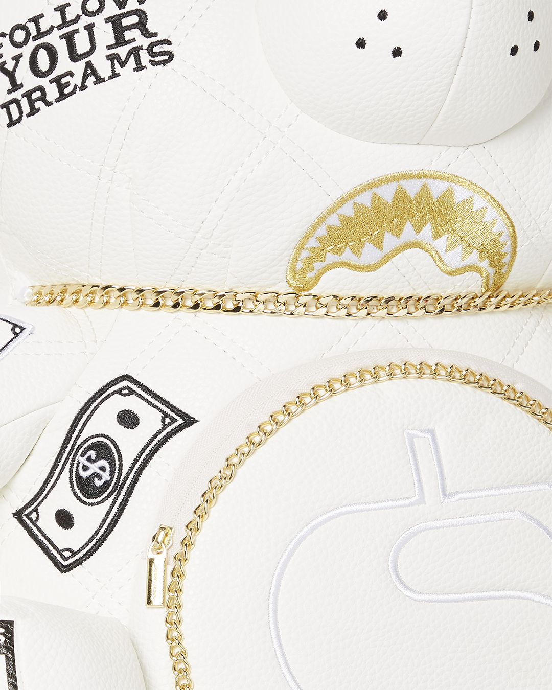 SPRAYGROUND RIVIERA LE BLANC GOLD CHAIN MONEYBEAR TEDDYBEAR BACKPACK