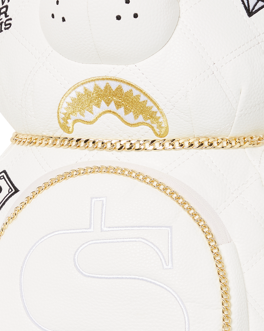 SPRAYGROUND RIVIERA LE BLANC GOLD CHAIN MONEYBEAR TEDDYBEAR BACKPACK