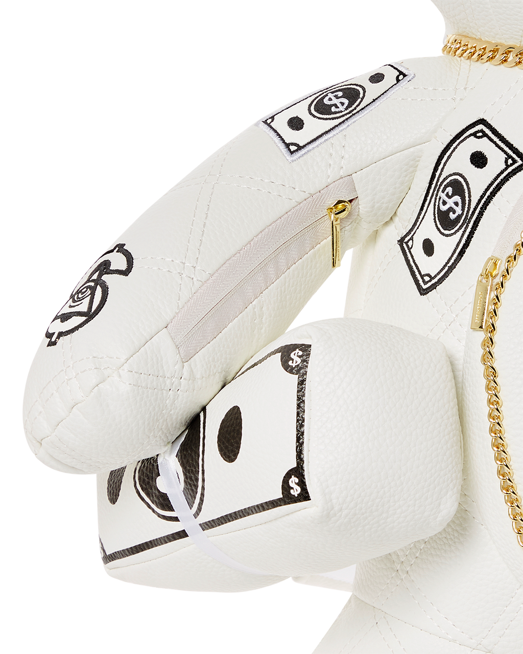 SPRAYGROUND RIVIERA LE BLANC GOLD CHAIN MONEYBEAR TEDDYBEAR BACKPACK
