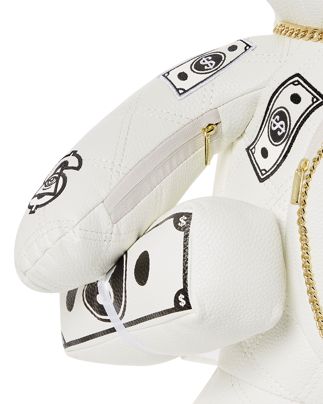 SPRAYGROUND RIVIERA LE BLANC GOLD CHAIN MONEYBEAR TEDDYBEAR BACKPACK