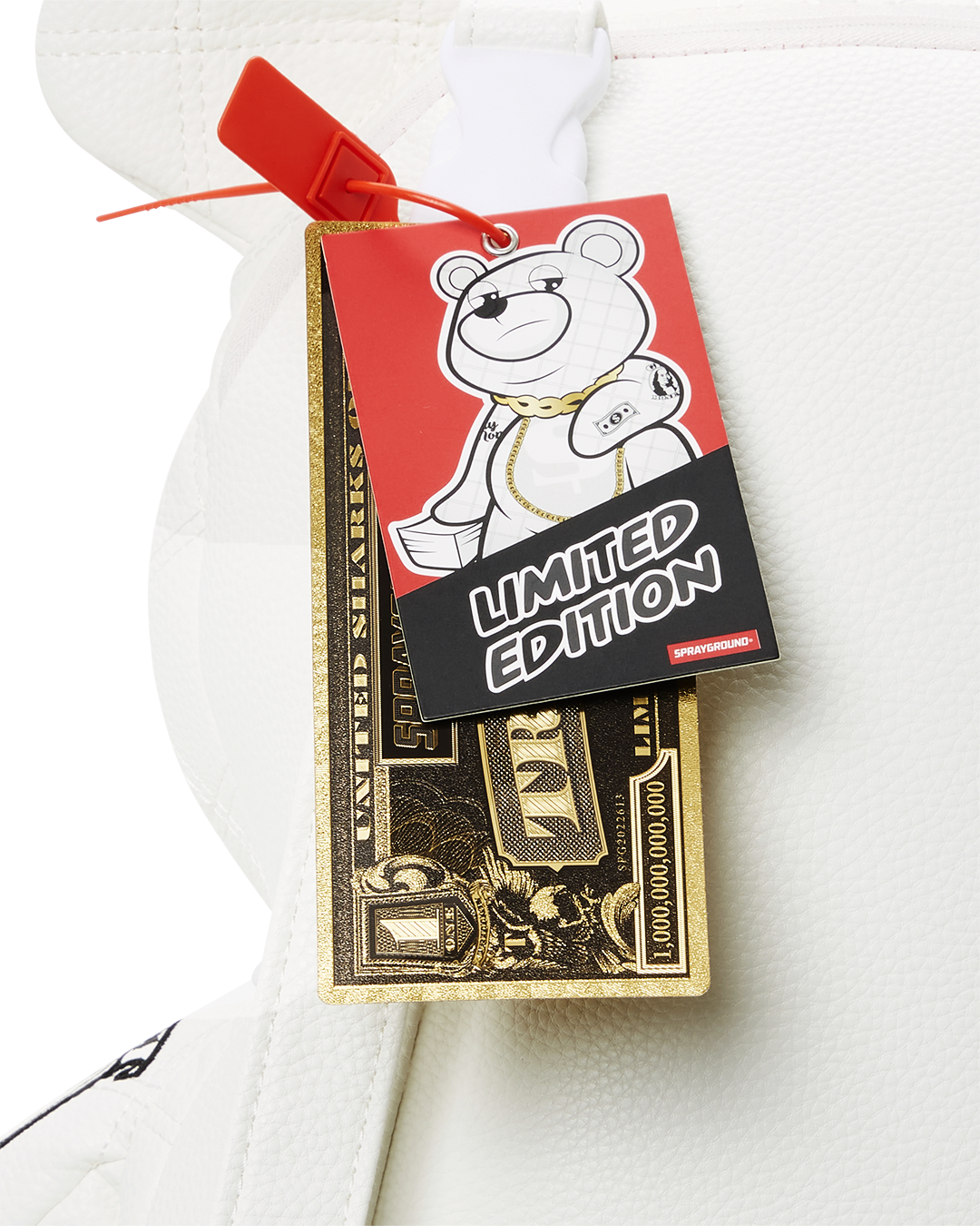 SPRAYGROUND RIVIERA LE BLANC GOLD CHAIN MONEYBEAR TEDDYBEAR BACKPACK