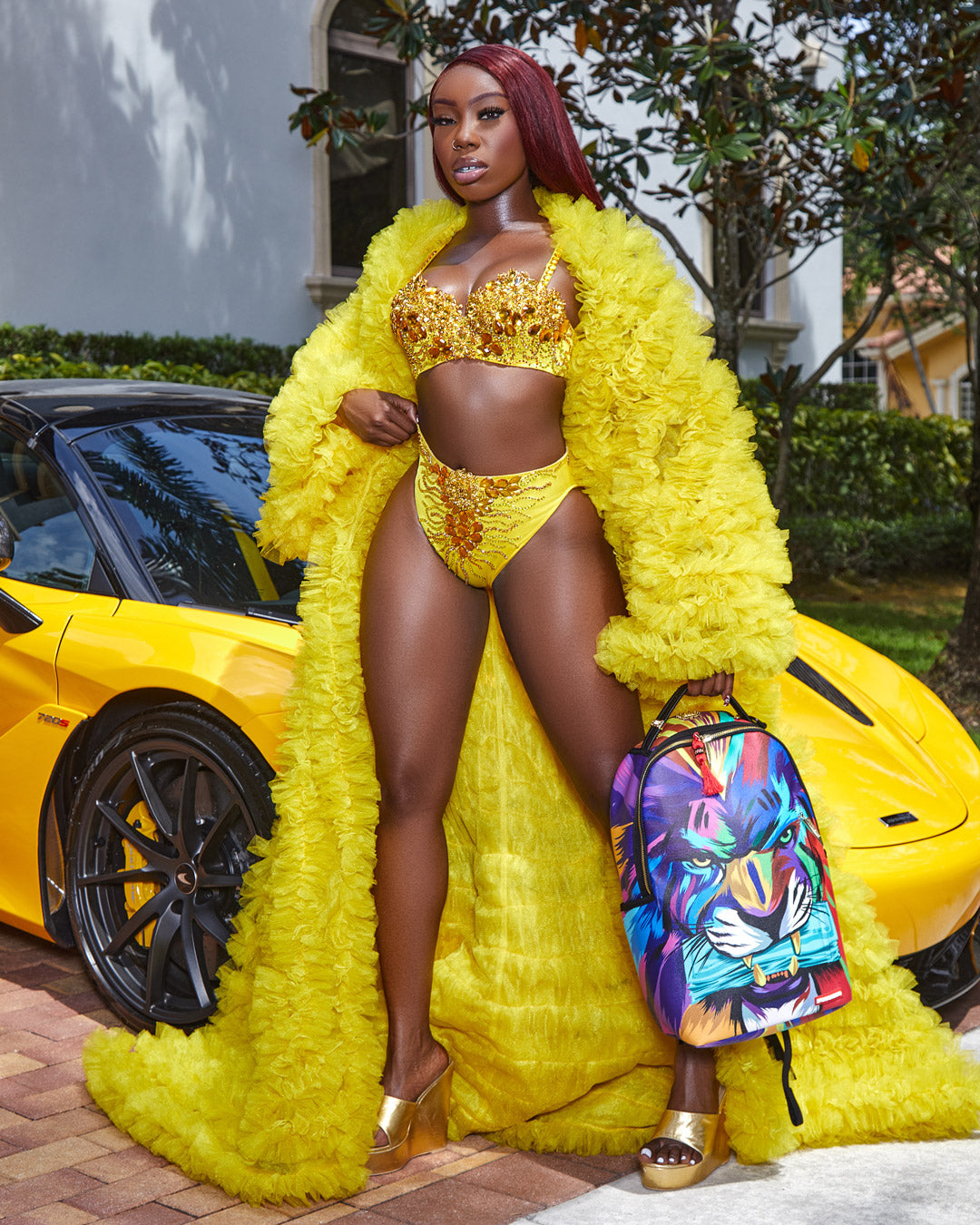 SPRAYGROUND HEAR MY ROAR A.i.6 SANDFLOWER COLLAB BACKPACK (DLXV)