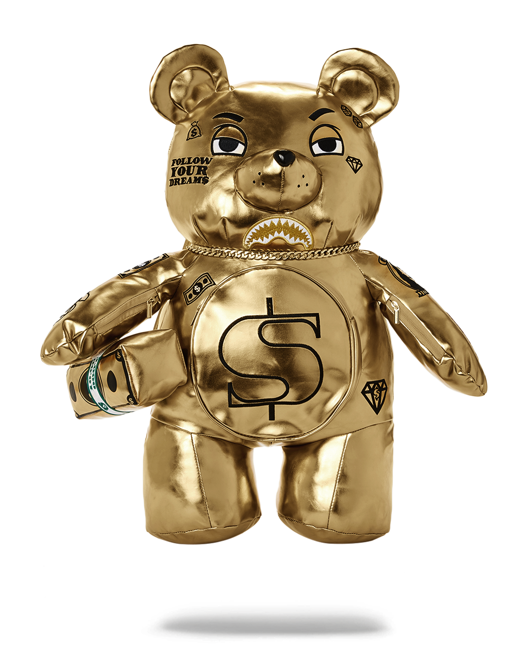 SPRAYGROUND GOLD RUSH MONEYBEAR TEDDYBEAR BACKPACK