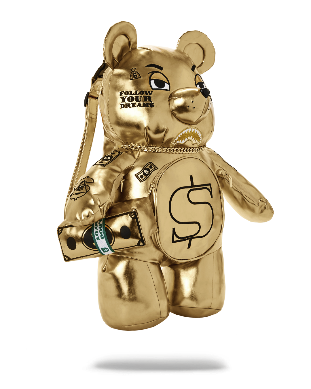 SPRAYGROUND GOLD RUSH MONEYBEAR TEDDYBEAR BACKPACK