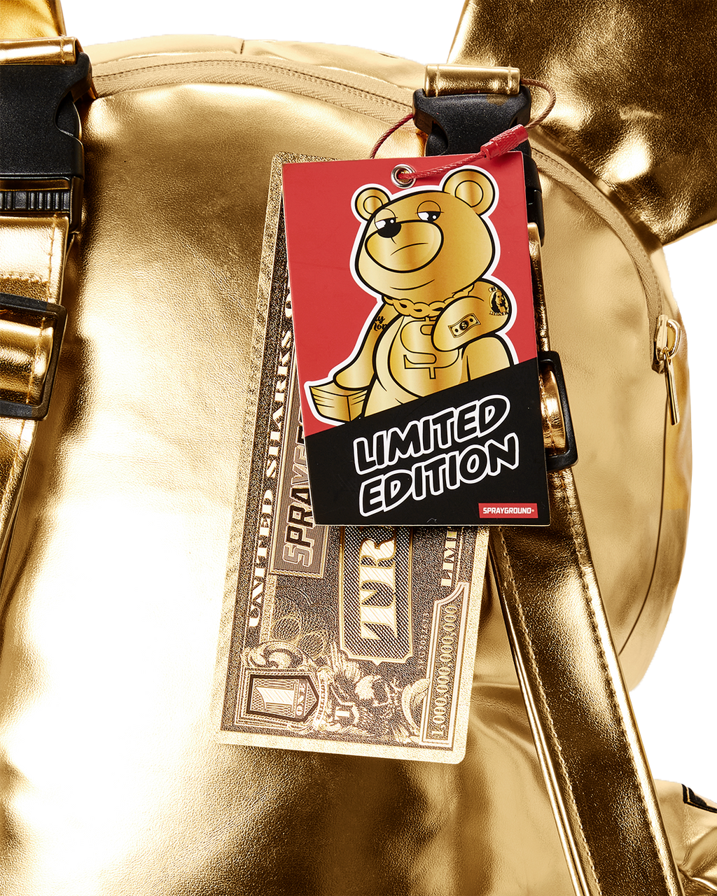 SPRAYGROUND GOLD RUSH MONEYBEAR TEDDYBEAR BACKPACK