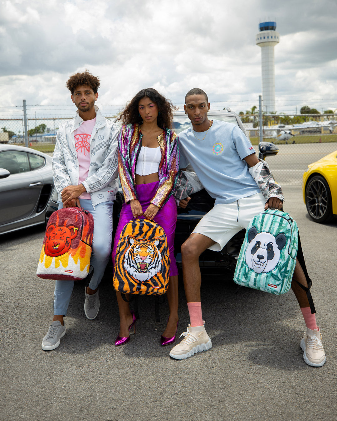 SPRAYGROUND PANDA COZY VELOUR FUR BACKPACK