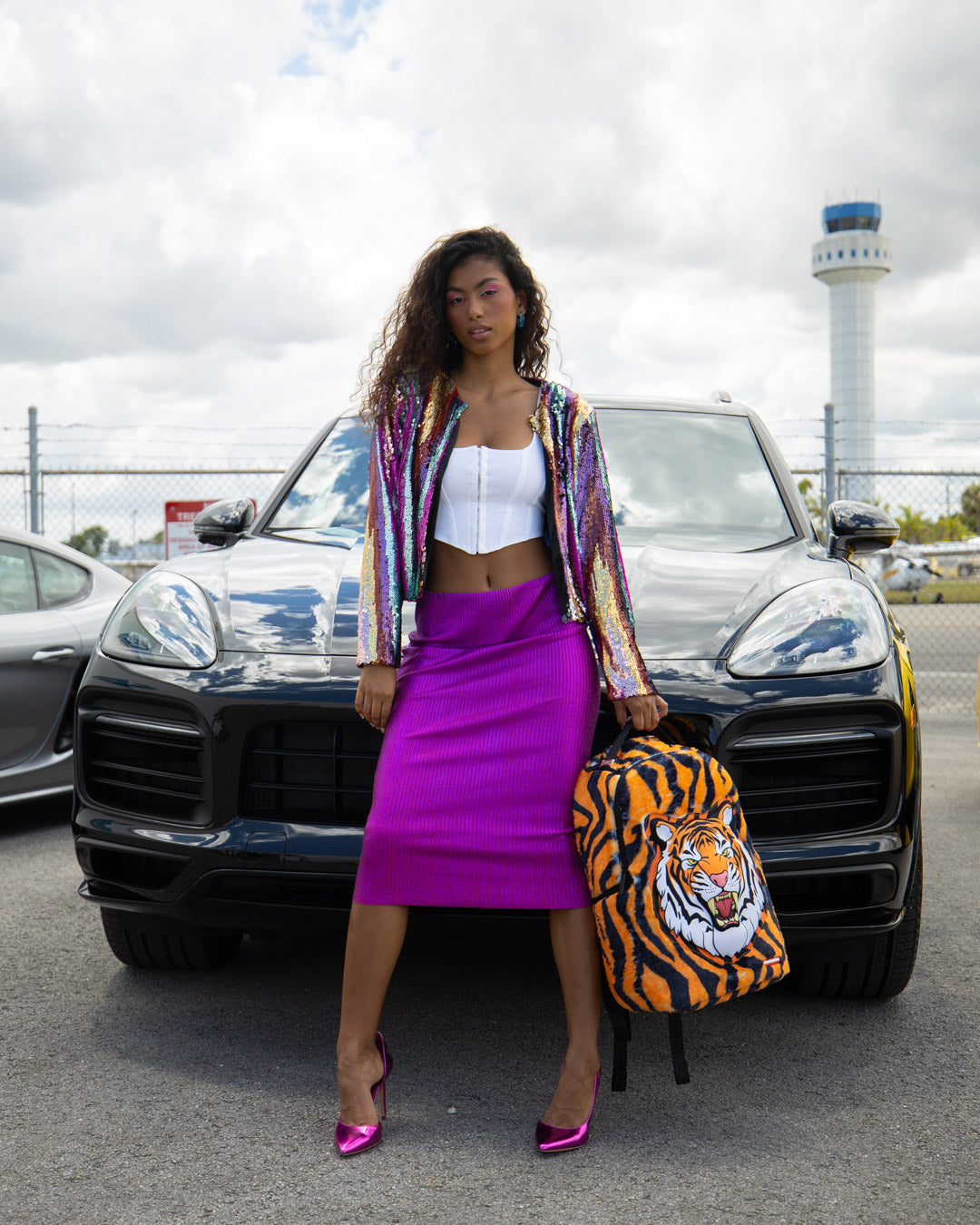 SPRAYGROUND TIGER COZY VELOUR FUR BACKPACK