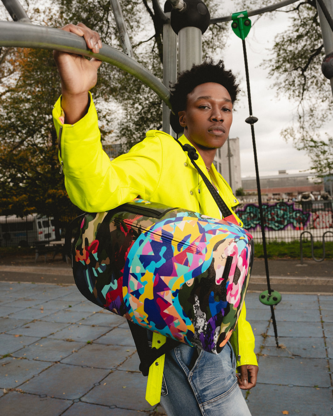 SPRAYGROUND SLICED AND DICED CAMO BACKPACK