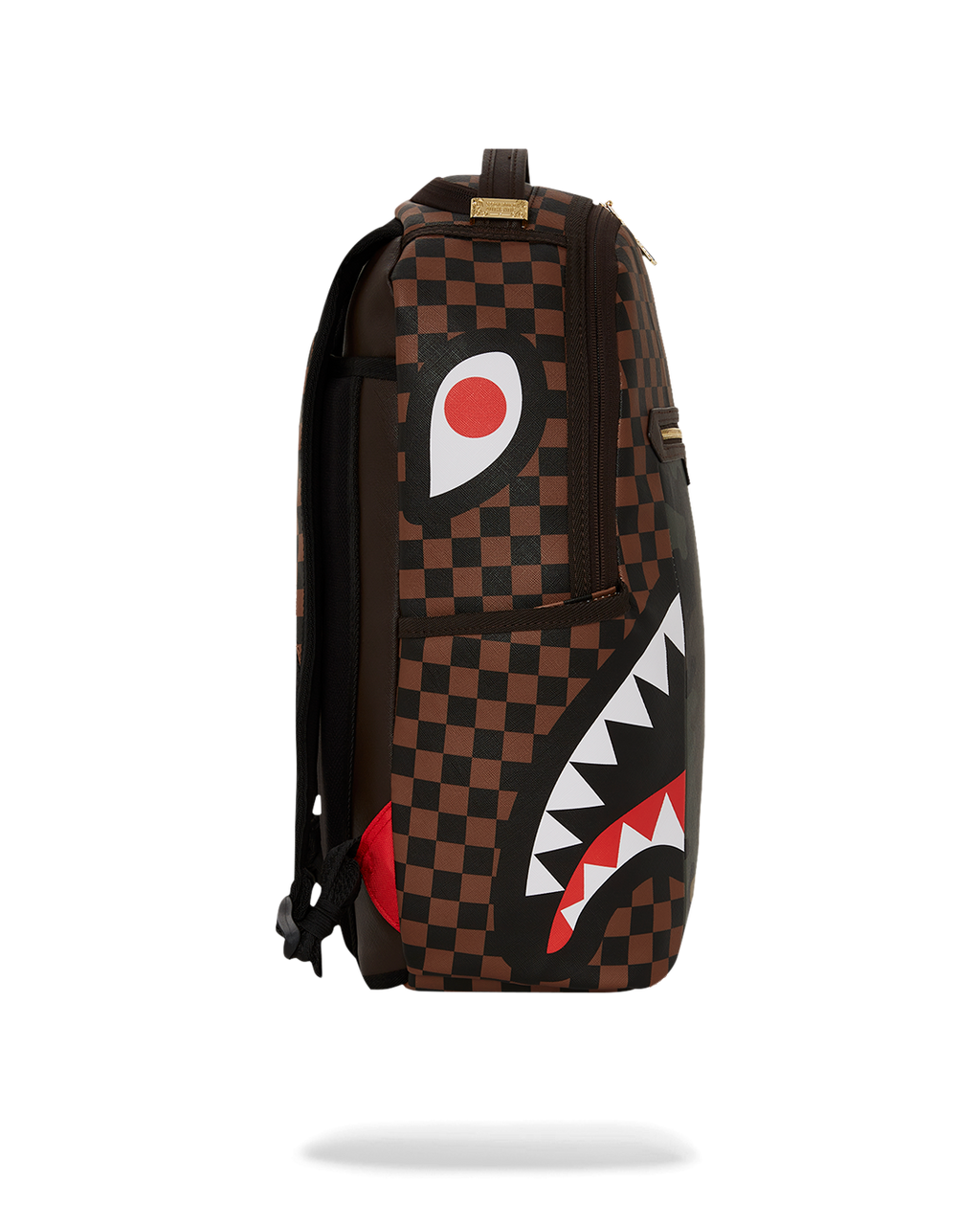 SPRAYGROUND EXTERIOR GOLD ZIP POCKET SHARKS IN PARIS BACKPACK (DLXV)
