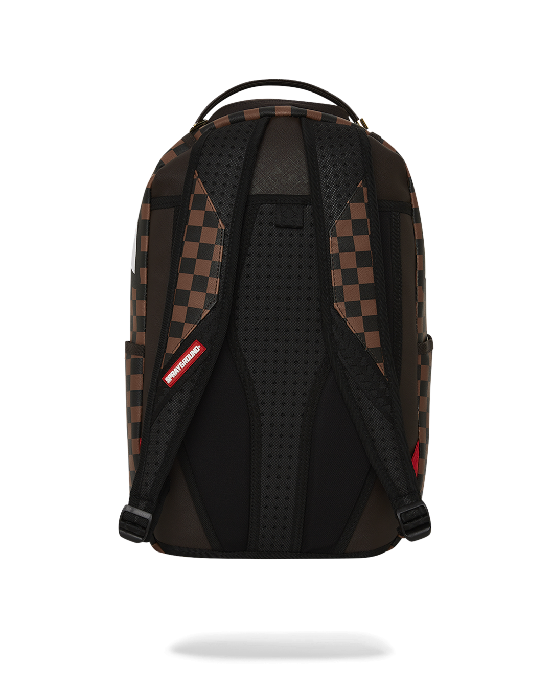 SPRAYGROUND EXTERIOR GOLD ZIP POCKET SHARKS IN PARIS BACKPACK (DLXV)