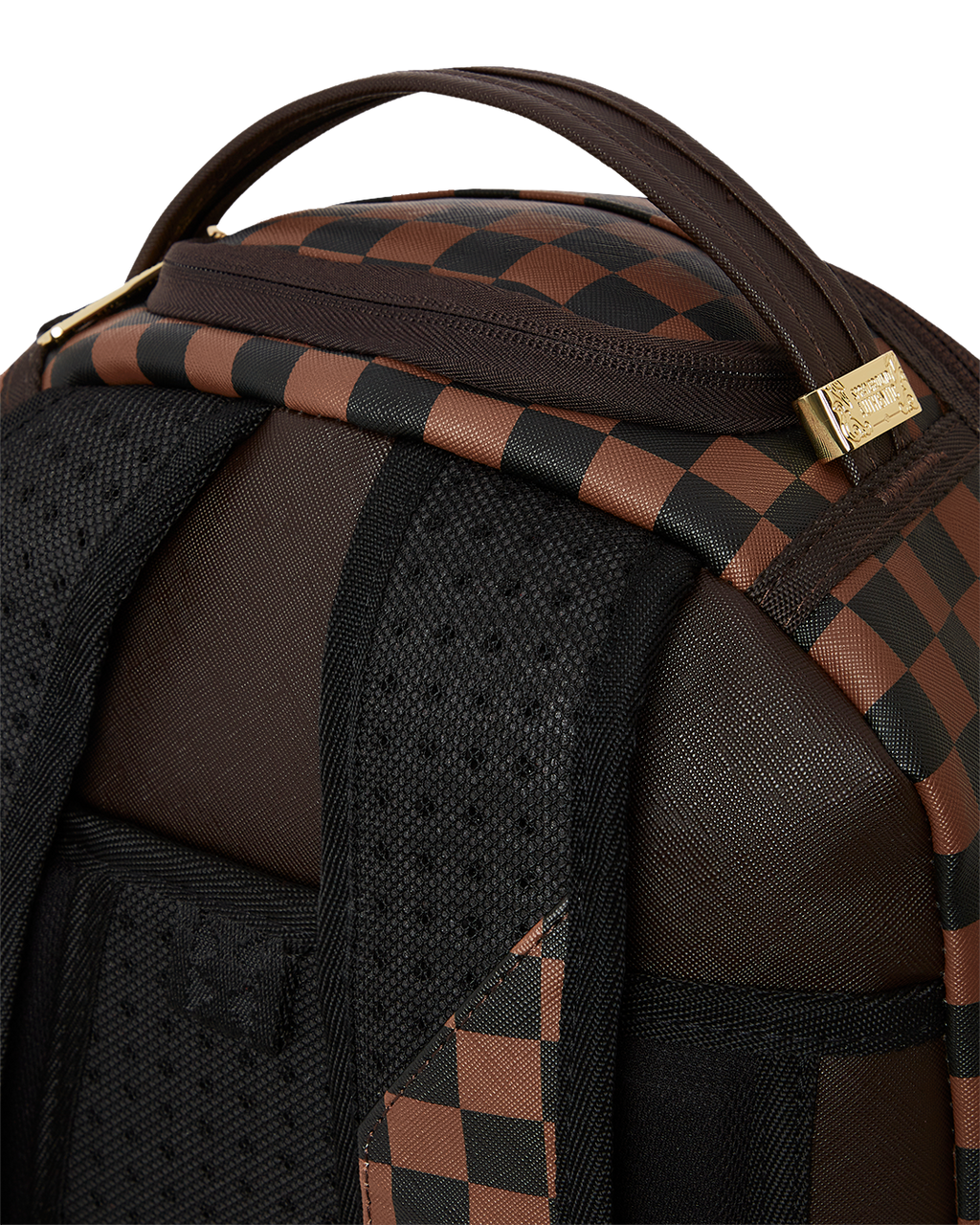 SPRAYGROUND EXTERIOR GOLD ZIP POCKET SHARKS IN PARIS BACKPACK (DLXV)