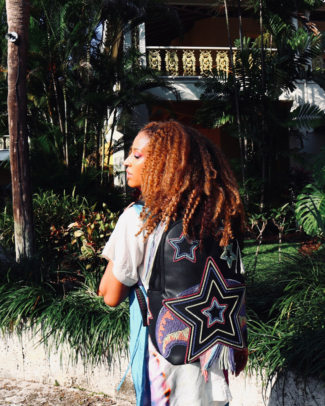 SPRAYGROUND STAR RACER A.I.7 SANDFLOWER COLLAB BEADED BACKPACK