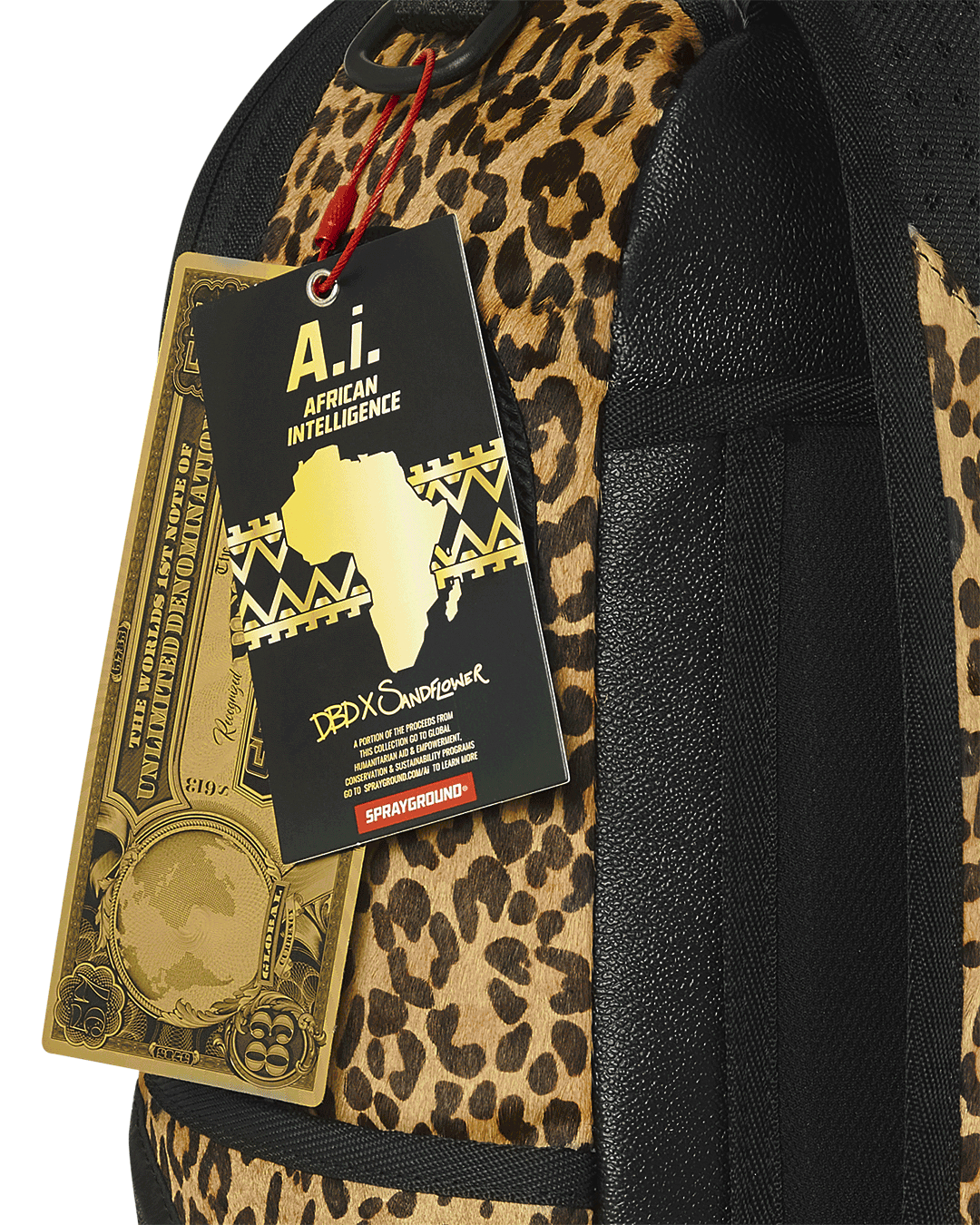 SPRAYGROUND AFRICAN INTELLIGENCE 9 COURAGE LIVES ON BACKPACK - SANDFLOWER COLLAB