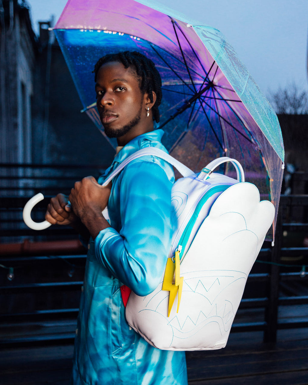SPRAYGROUND CLOUDY WITH A CHANCE OF SHARK BACKPACK (DLXV)