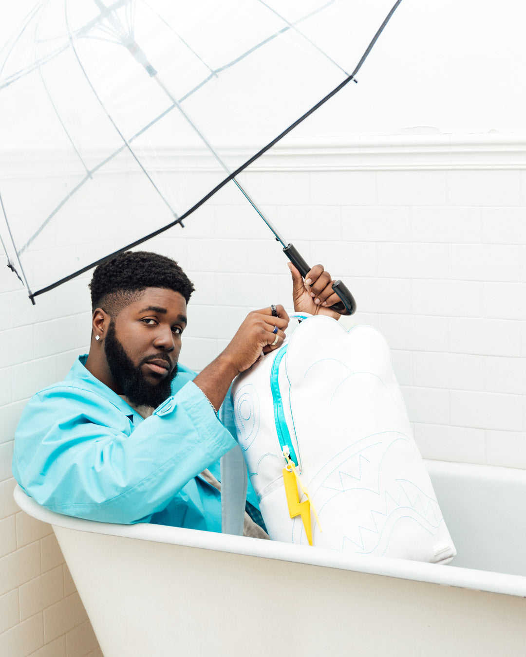 SPRAYGROUND CLOUDY WITH A CHANCE OF SHARK BACKPACK (DLXV)