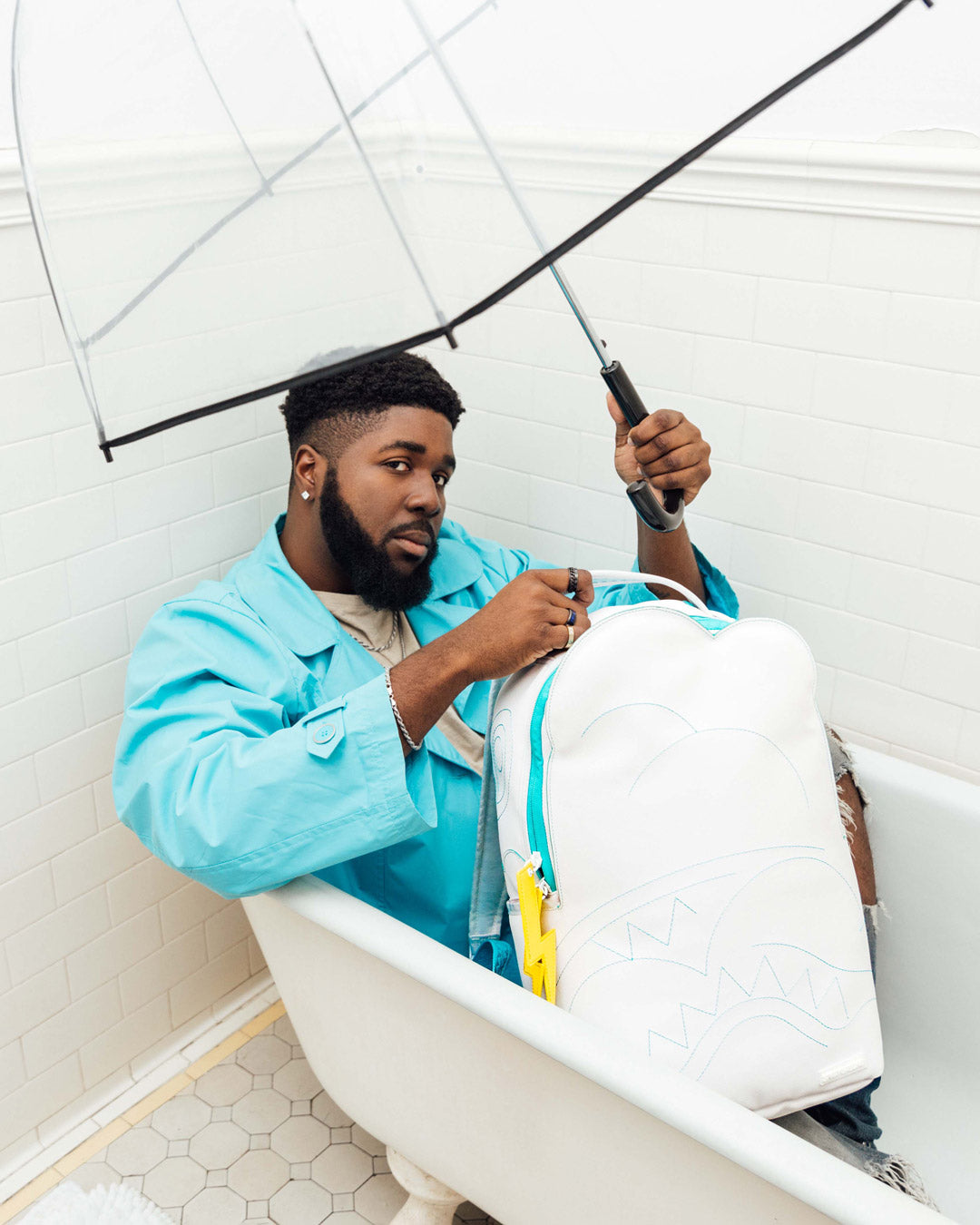 SPRAYGROUND CLOUDY WITH A CHANCE OF SHARK BACKPACK (DLXV)